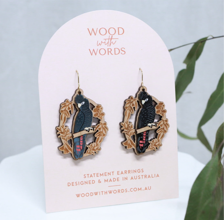 Black Cockatoo Dangle Earrings