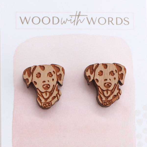 Dalmatian Wooden Stud Earrings