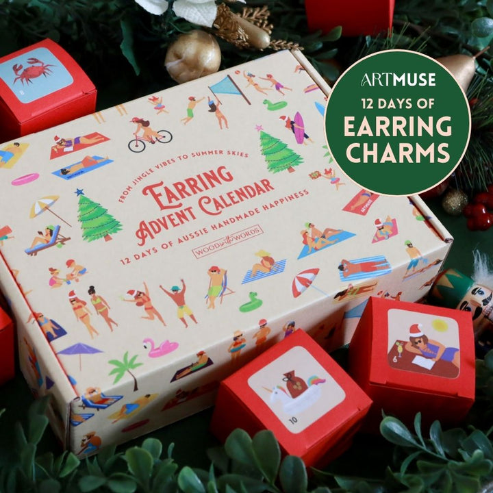 Earring Advent Calendar. Australian Handmade. 12 Days of Aussie Handmade Happiness in a box.