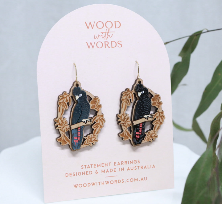 Black Cockatoo Dangle Earrings