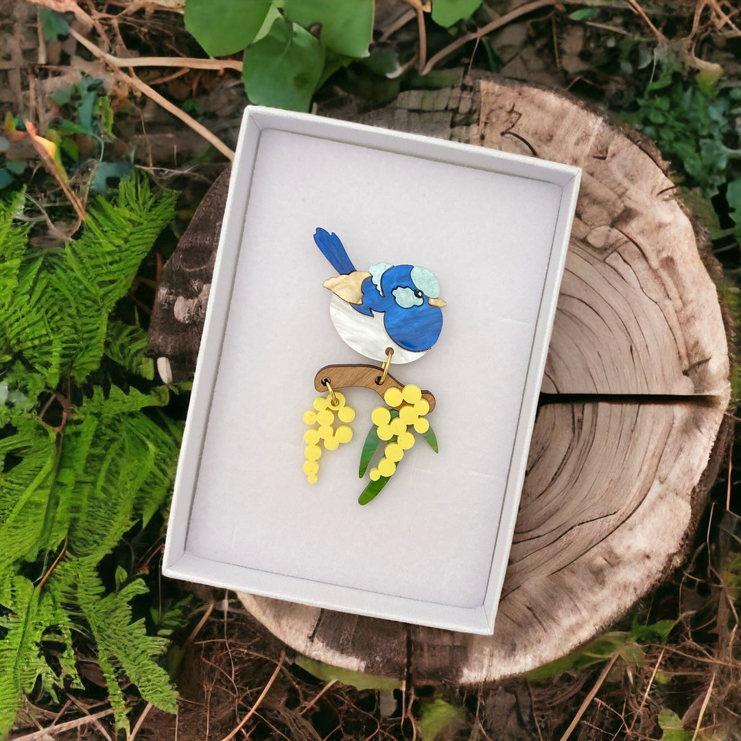 Fairy Wren Brooch Handcrafted in Melbourne