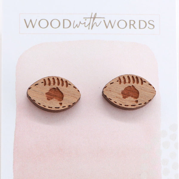 Football Wooden Stud Earrings