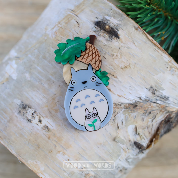 Forest Creature Acorn Brooch