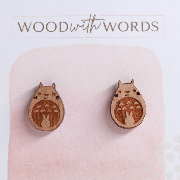 Forest Spirit Wooden Stud Earrings