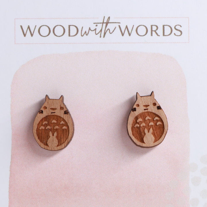Forest Spirit Wooden Stud Earrings