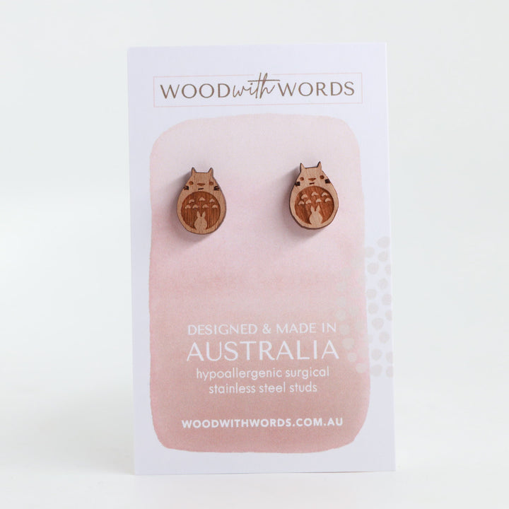 Forest Spirit Wooden Stud Earrings