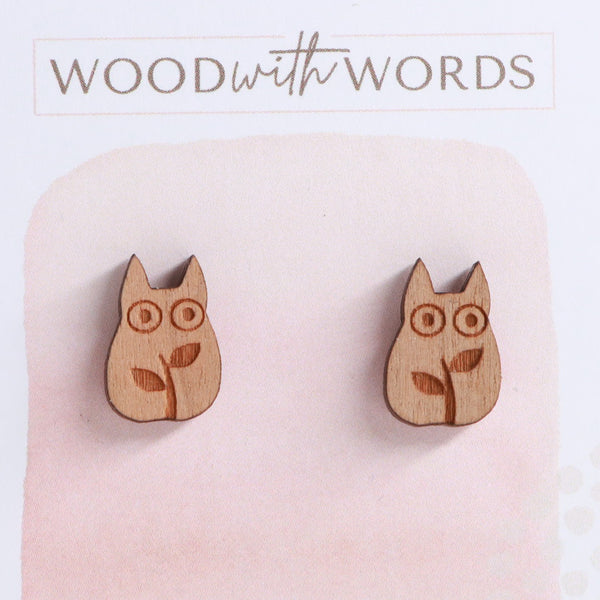 Forest Creature Wooden Stud Earrings