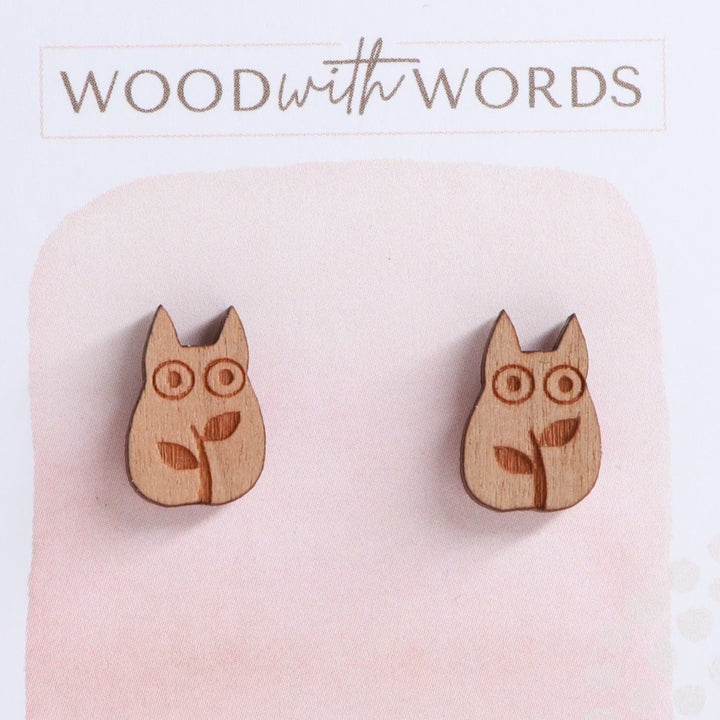 Forest Creature Wooden Stud Earrings