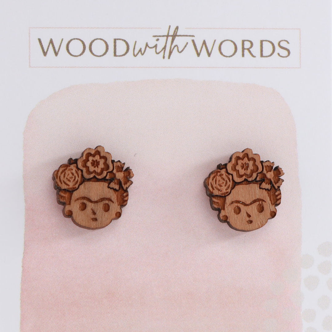 Frida Wooden Stud Earrings
