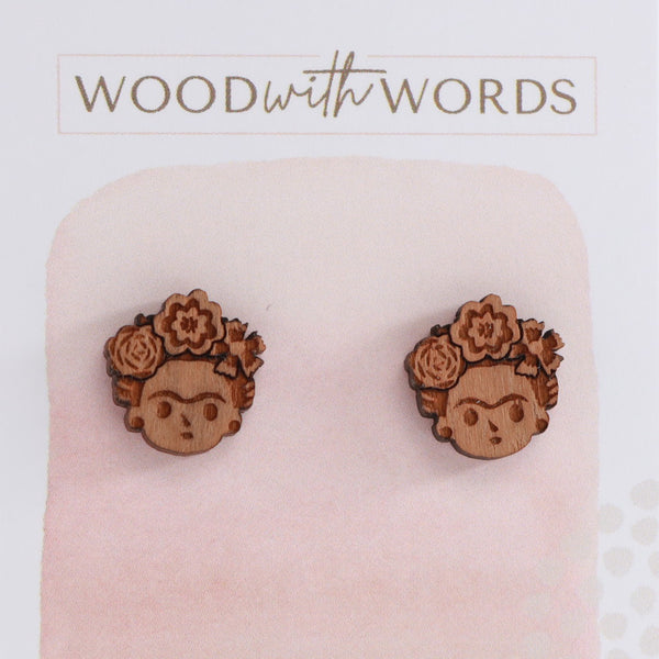Frida Wooden Stud Earrings