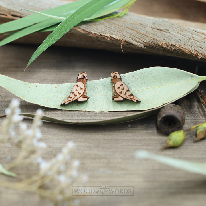 Galah Wooden Stud Earrings