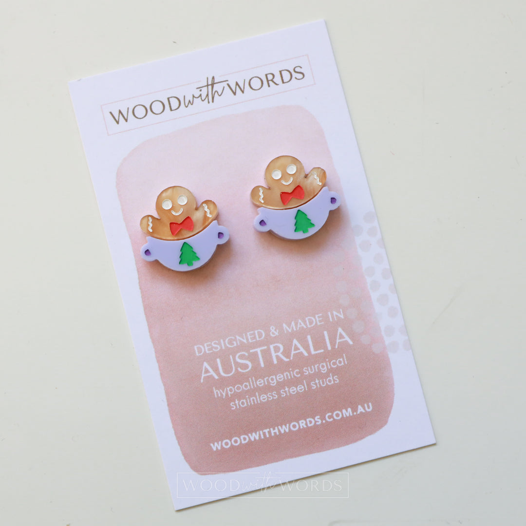 ポインセチアのアクリルスタッドピアス