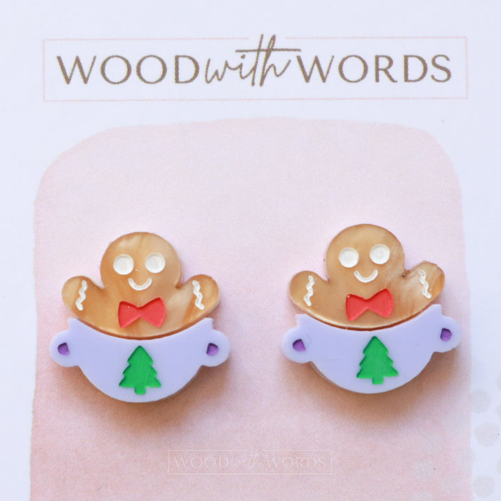 ポインセチアのアクリルスタッドピアス