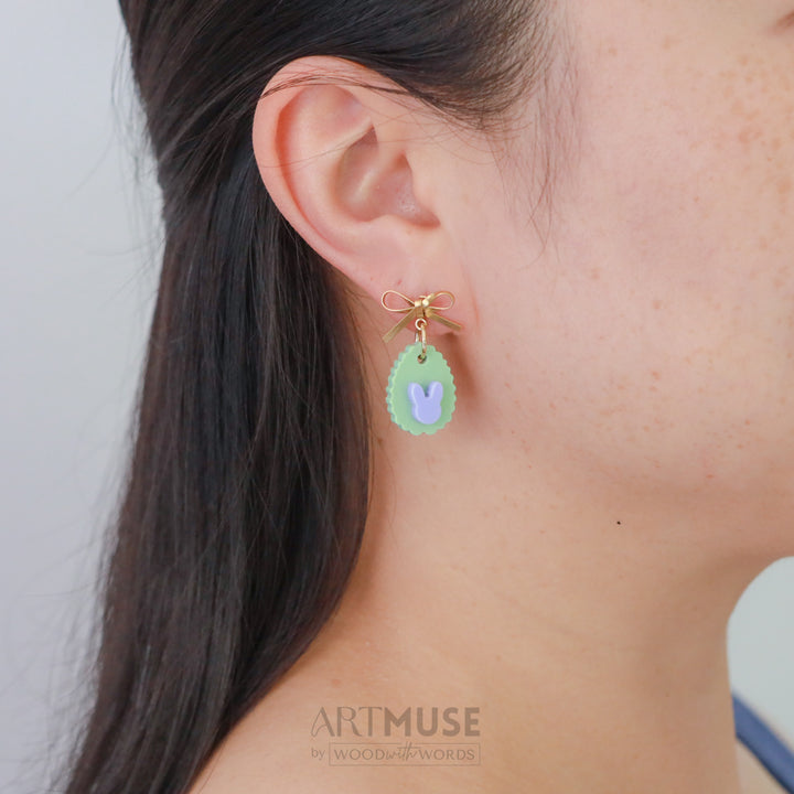 Gold Bow Stud Bunny Acrylic Earrings
