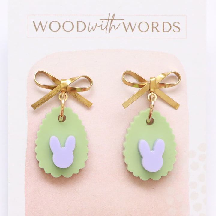 Gold Bow Stud Bunny Acrylic Earrings
