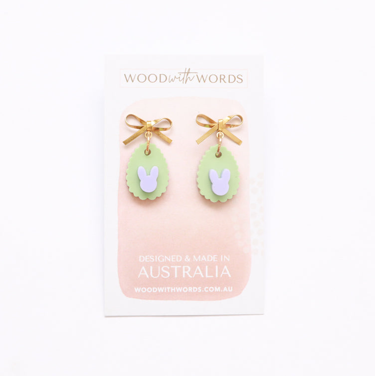 Gold Bow Stud Bunny Acrylic Earrings