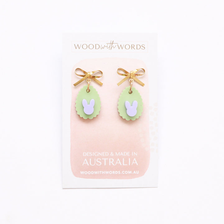 Gold Bow Stud Bunny Acrylic Earrings