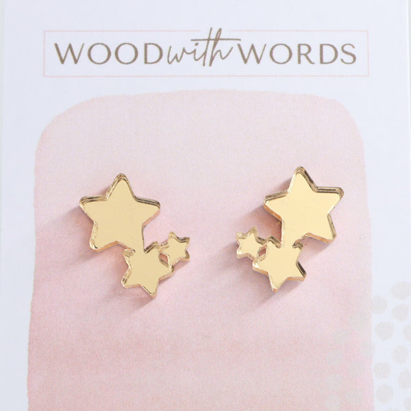 Gold Star Trio Acrylic Stud Earrings