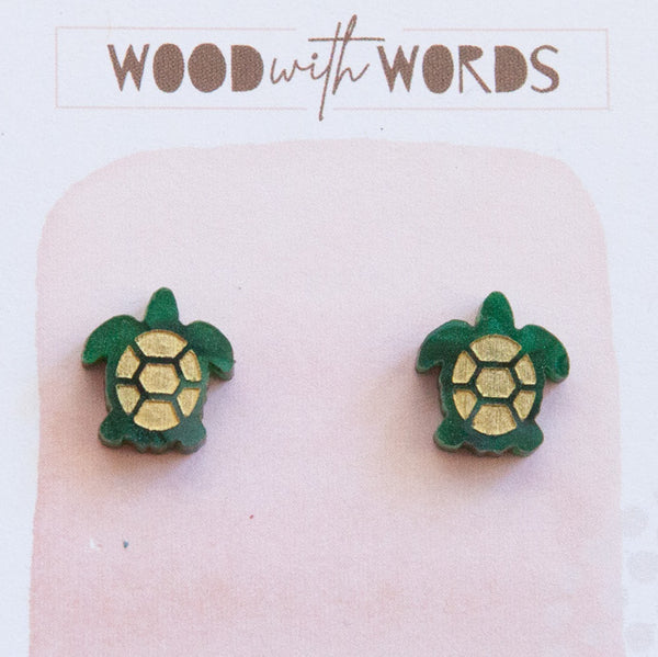 Green Sea Turtle Stud Earrings