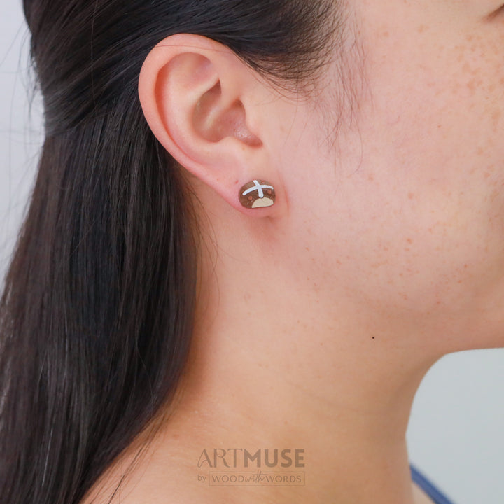 Hot Cross Buns Acrylic Stud Earrings
