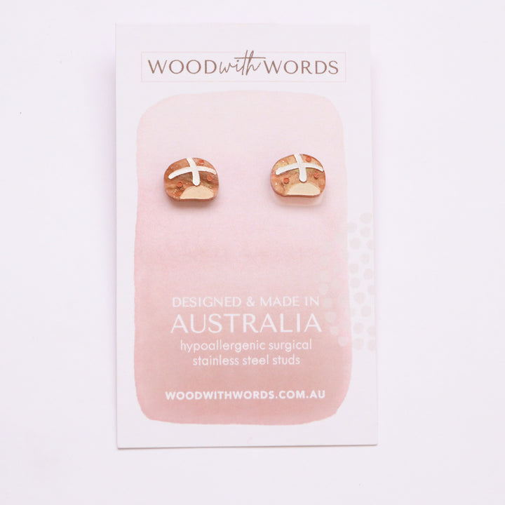 Hot Cross Buns Acrylic Stud Earrings