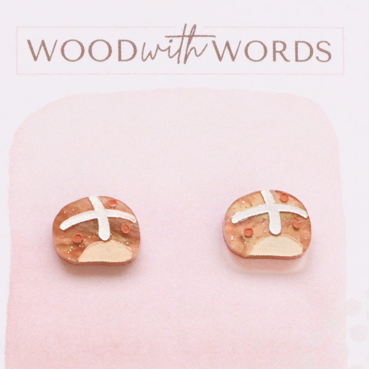 Hot Cross Buns Acrylic Stud Earrings