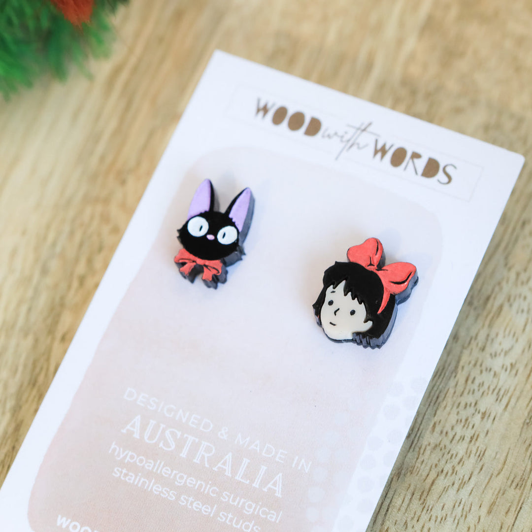 Girl Cat Acrylic Stud Earringa