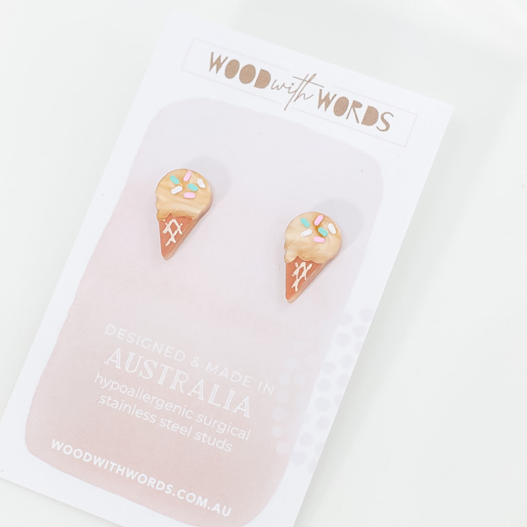 Ice Cream Caramel Acrylic Stud Earrings