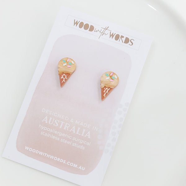 Ice Cream Caramel Acrylic Stud Earrings