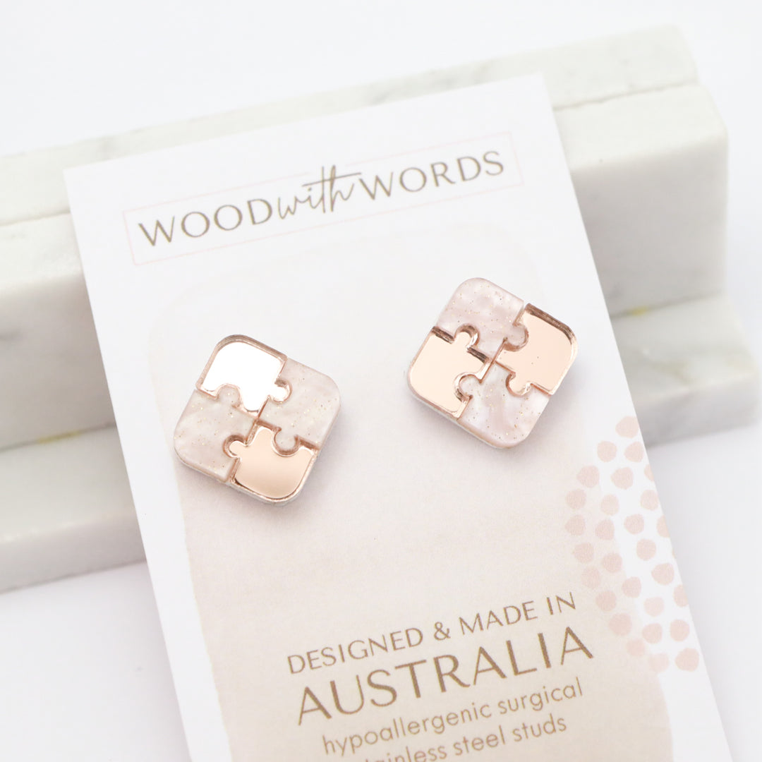 ジグソーパズルアクリルイヤリング