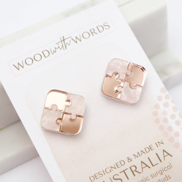 ジグソーパズルアクリルイヤリング