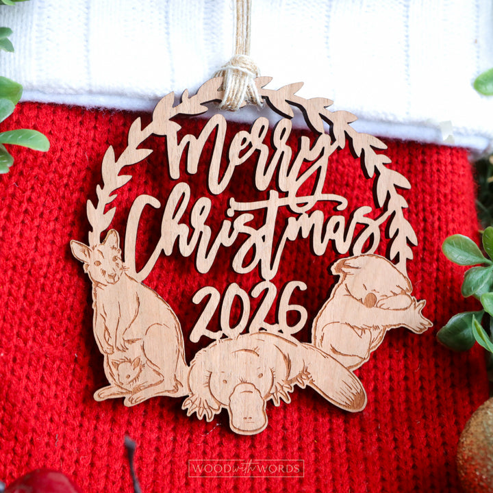 Kangaroo Wildlife Trio Christmas Ornament