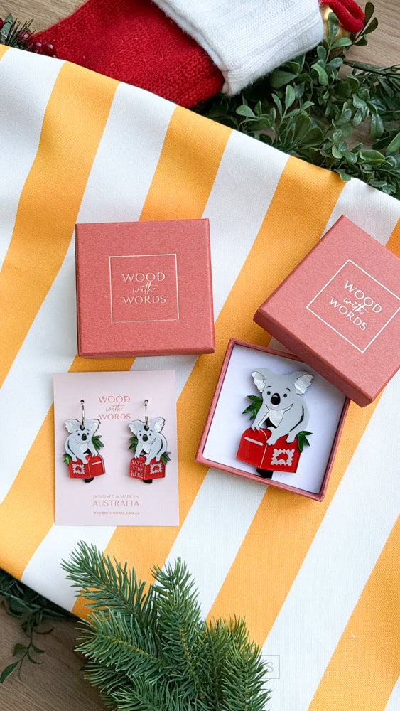 Koala Postbox Hoop Earrings