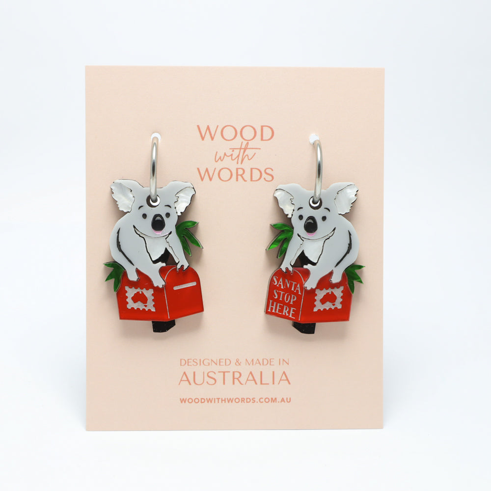 Koala Postbox Hoop Earrings