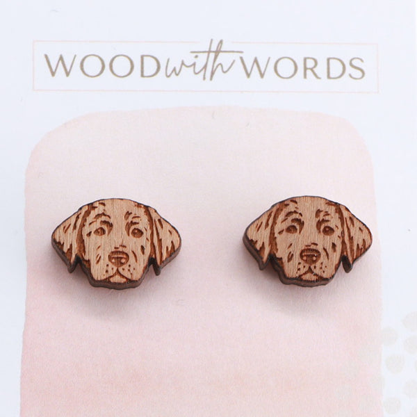 Labrador Wooden Stud Earrings