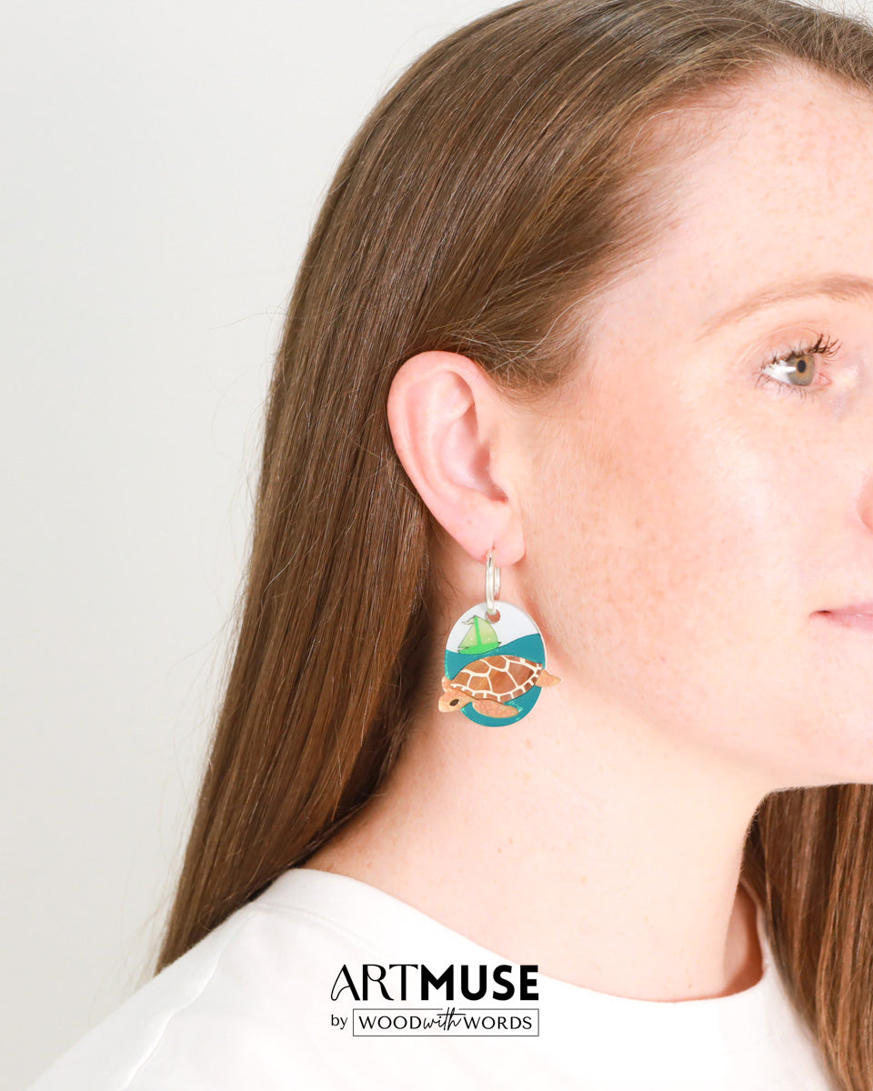 Loggerhead Turtle ARTMUSE Charms + Hoops
