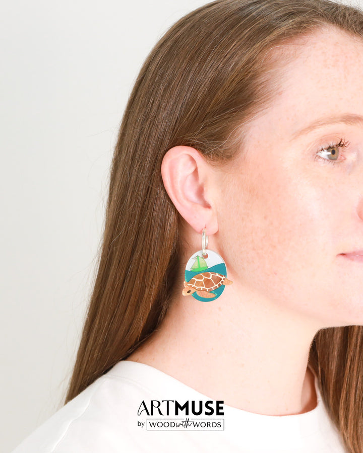 Loggerhead Turtle ARTMUSE Charms + Hoops