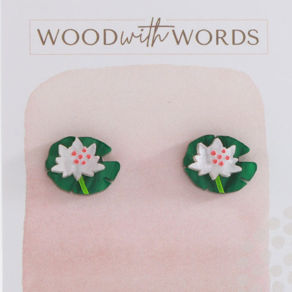Lotus Flower Leaf Acrylic Stud Earrings