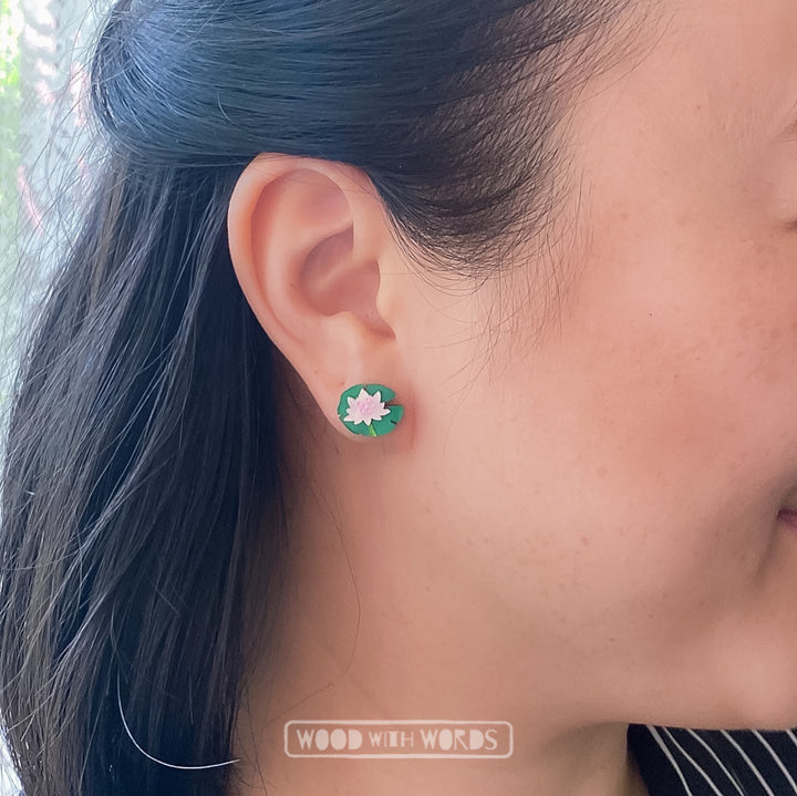 Lotus Flower Leaf Acrylic Stud Earrings