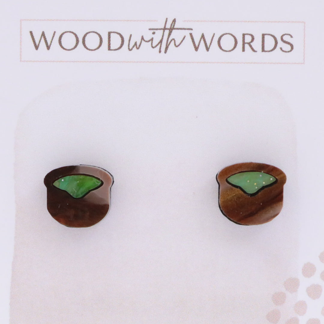 Matcha Bowl and Chasen Bamboo Whisk Stud Earrings