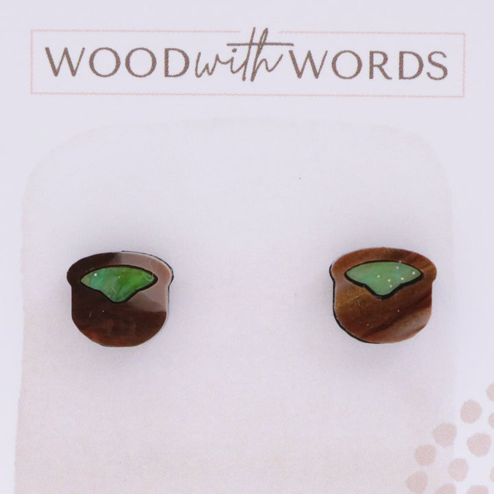 Matcha Bowl and Chasen Bamboo Whisk Stud Earrings