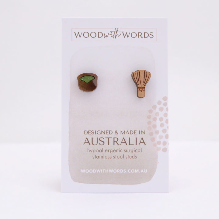 Matcha Bowl and Chasen Bamboo Whisk Stud Earrings