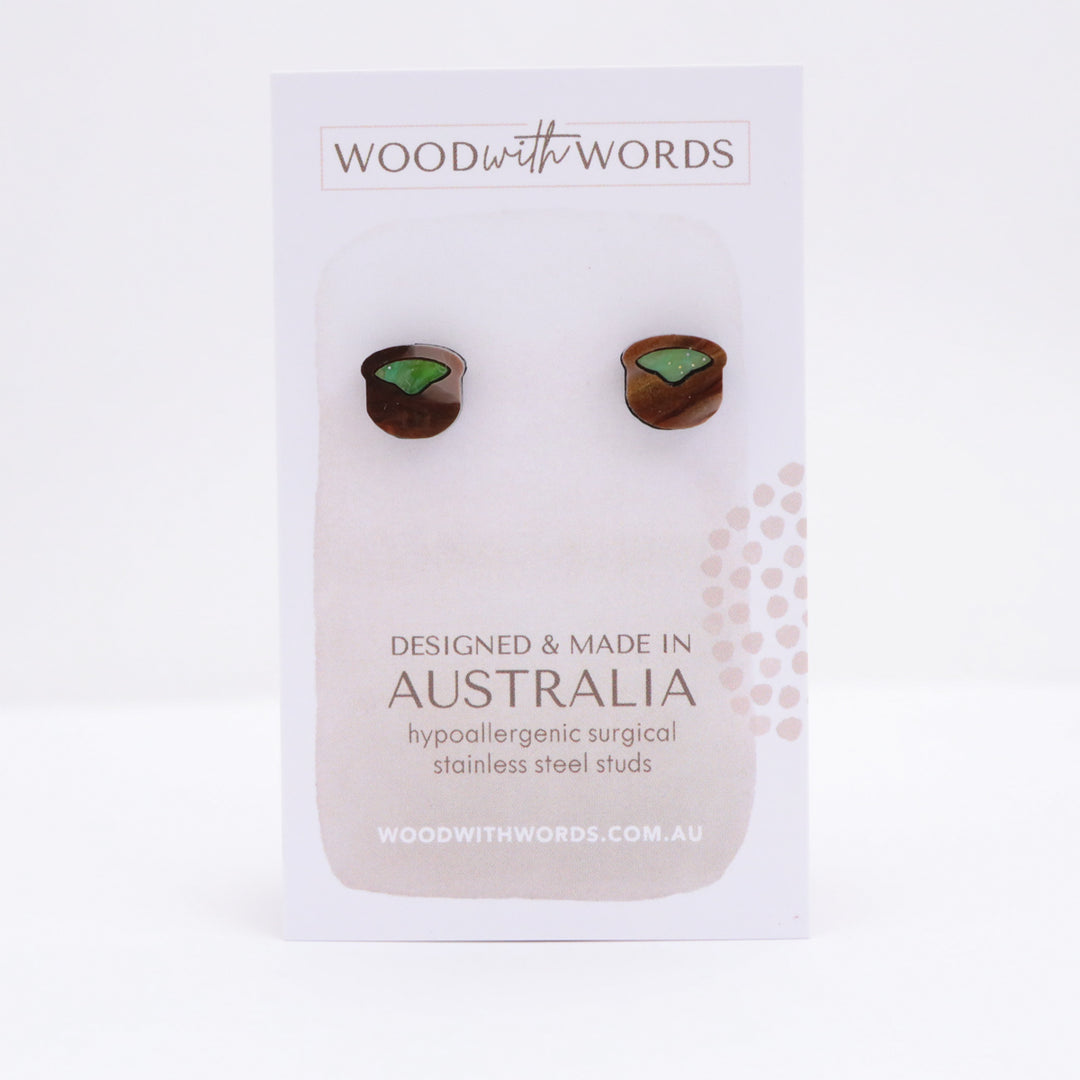 Matcha Bowl and Chasen Bamboo Whisk Stud Earrings