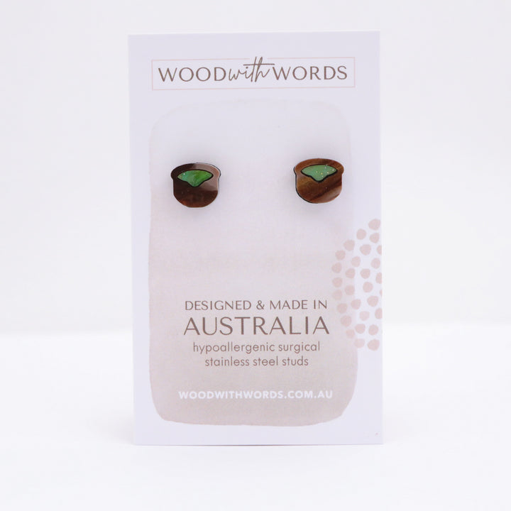 Matcha Bowl and Chasen Bamboo Whisk Stud Earrings
