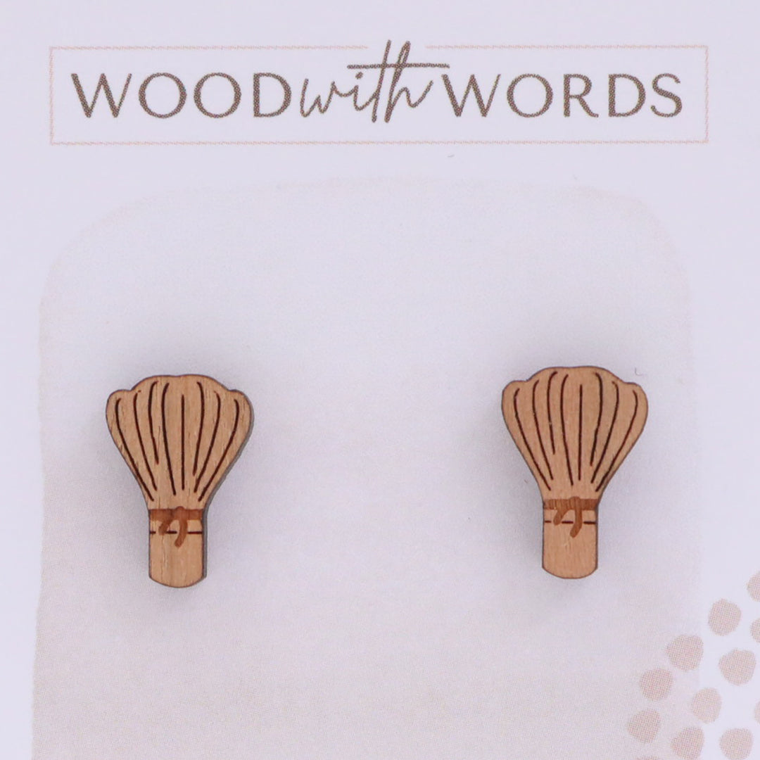 Matcha Bowl and Chasen Bamboo Whisk Stud Earrings