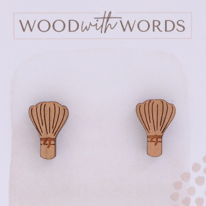 Matcha Bowl and Chasen Bamboo Whisk Stud Earrings