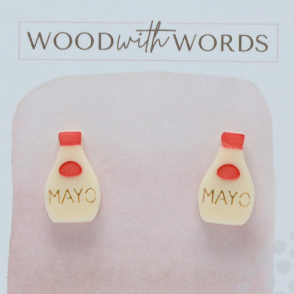 Mayonaise Acrylic Stud Earrings
