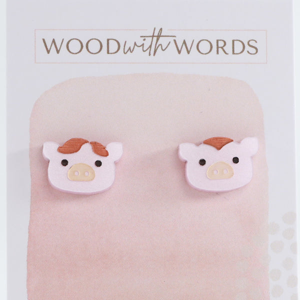 Mum and Dad Pig Acrylic Stud Earrings