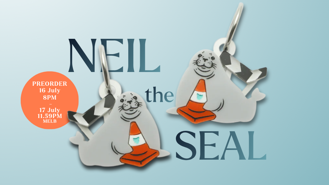Neil the Seal - Traffic Cone and Smashed Street Sign - Earring Charms by ARTMUSE 
Wood With Words | Australian Made