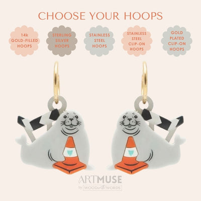 Neil the Seal ARTMUSE Charm + Hoops